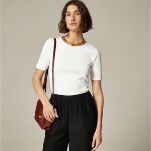 J.Crew Perfect Fit Short Sleeve T-Shirt WMNS XS White Lightweight Stretch Cotton